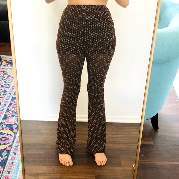 Free People Party Pull On Floral Textur 3D Embroidered Black Flare Leggings XS - Picture 5 of 7